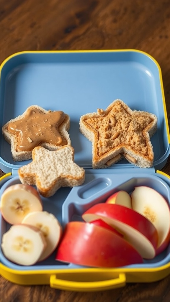 Nut butter and banana sandwiches in a lunchbox