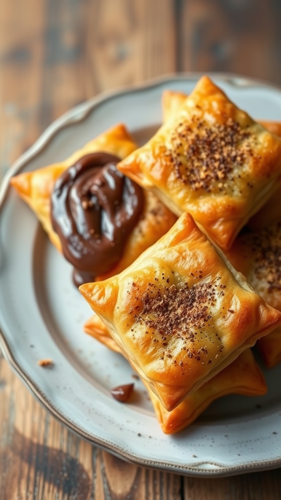 Delicious Nutella stuffed puff pastries on a plate