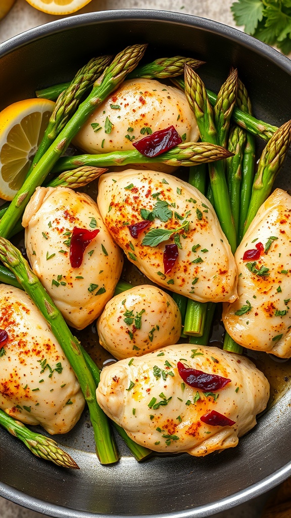 One-Pan Lemon Herb Chicken and Asparagus dish