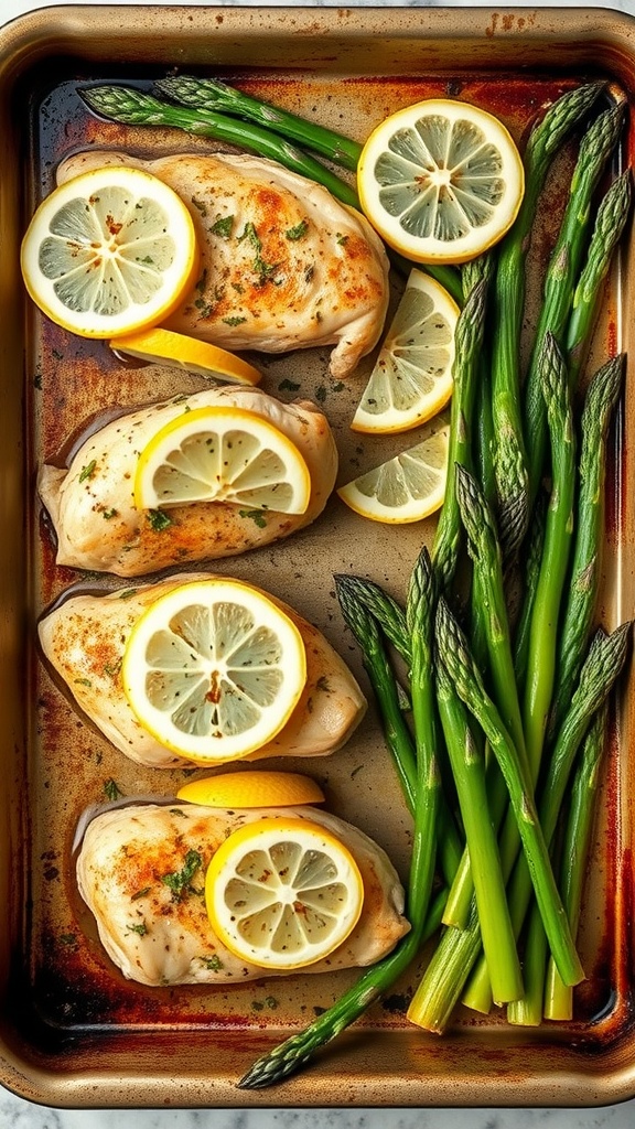 One-Pan Lemon Herb Chicken and Asparagus dish ready to serve.