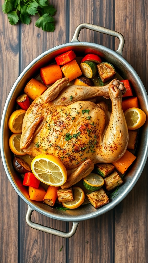 A delicious One-Pan Lemon Herb Chicken and Vegetables dish.
