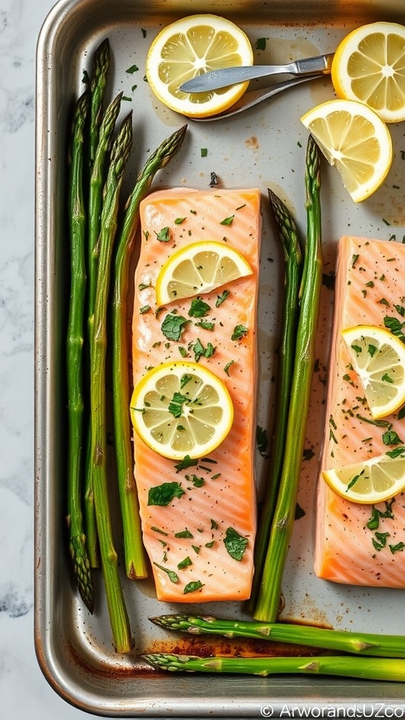 One-Pan Lemon Herb Salmon and Asparagus dish