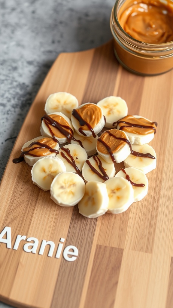 Peanut butter banana bites with chocolate drizzle