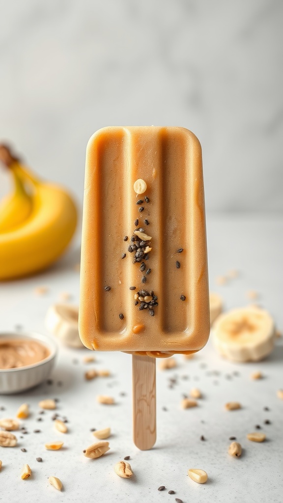 A delicious peanut butter banana popsicle