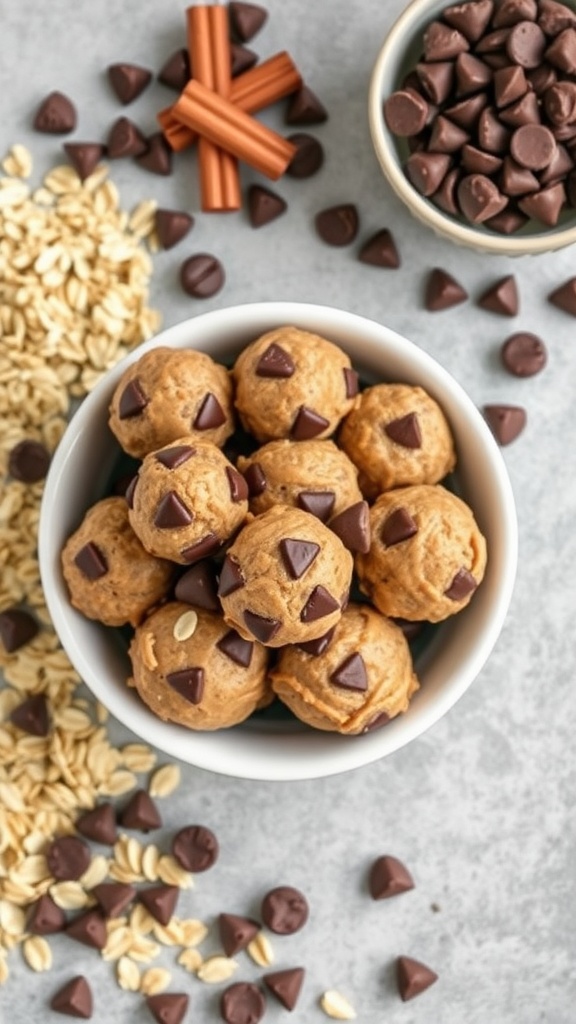 Peanut Butter Chocolate Energy Bites in a bowl