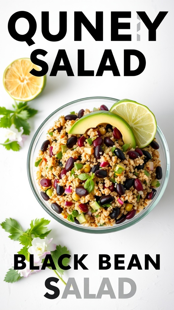 Healthy Quinoa and Black Bean Salad with fresh ingredients