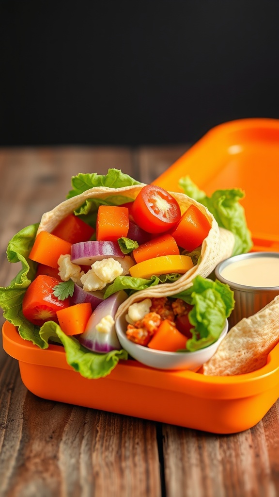 Rainbow Veggie Wraps with colorful vegetables in a tortilla