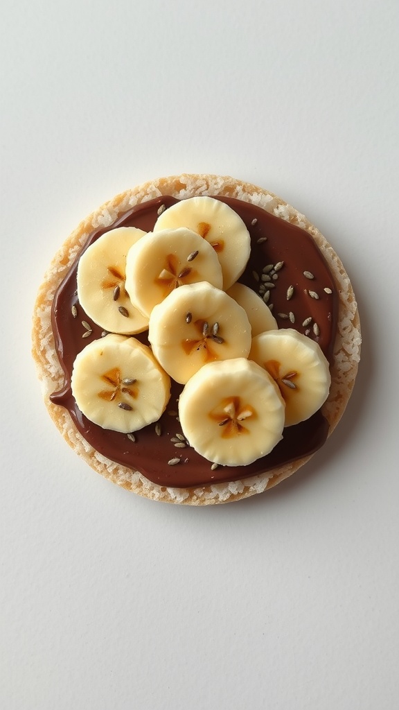 Rice cake topped with Nutella and banana slices
