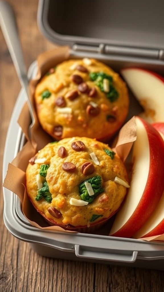 Savory muffins with veggies and cheese for kids' lunchbox.