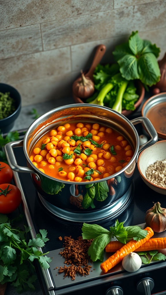 One-Pot Chickpea Curry with vegetables and spices