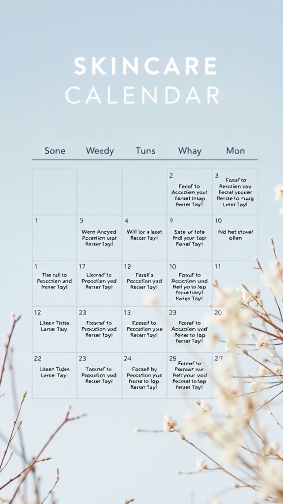 A visual representation of a skincare calendar, indicating various seasonal skincare tips.