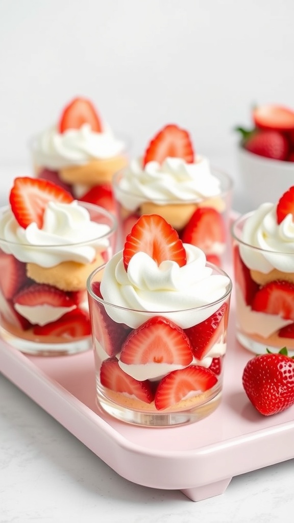 Delicious strawberry shortcake cups layered with strawberries and whipped cream