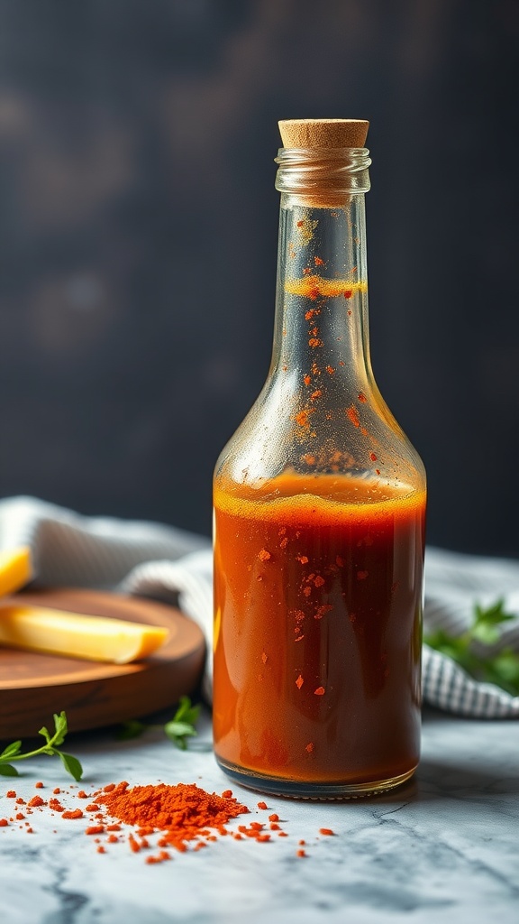 A bottle of smoky paprika dressing ready to enhance your meals.
