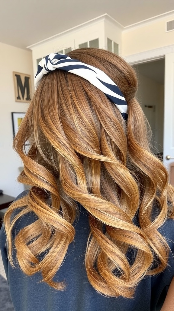 A woman with soft waves and a stylish hairband, showcasing a casual yet elegant hairstyle.