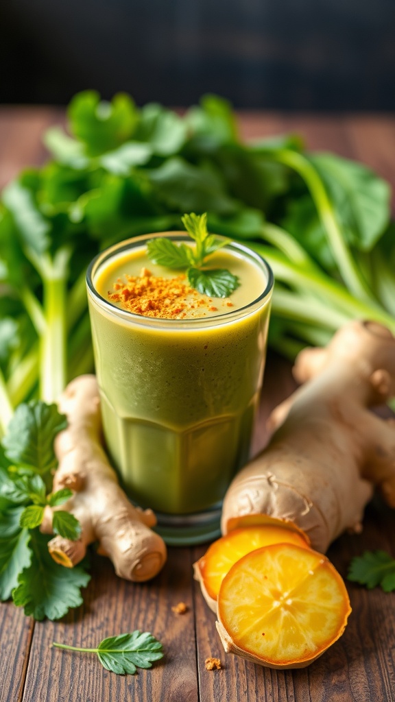 Spicy Ginger Greens Smoothie with ginger and greens