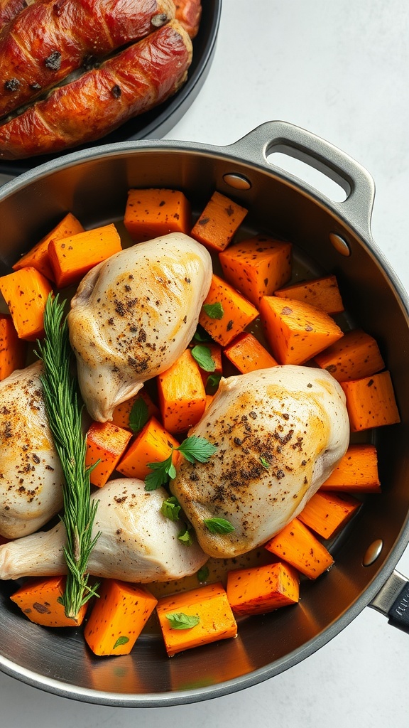 Spicy turkey and sweet potato skillet dish