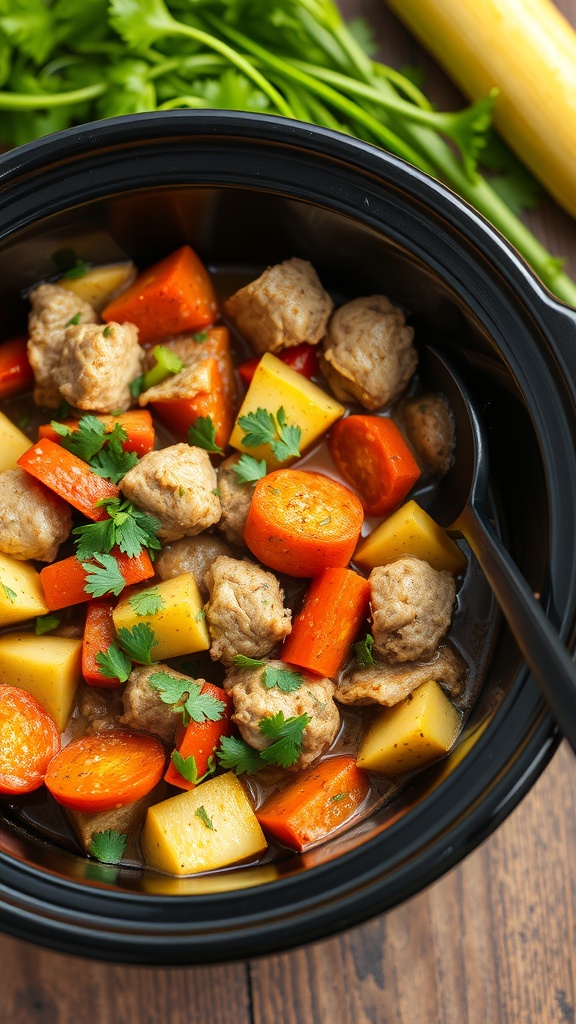 A colorful and healthy spicy turkey and zucchini skillet with vegetables.