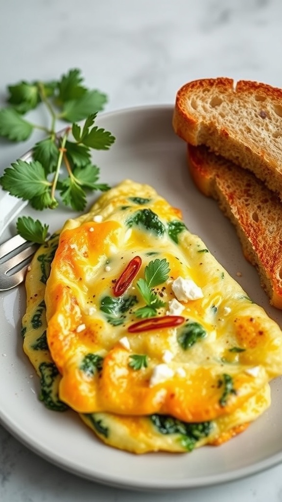 Spinach and Feta Omelette with toast
