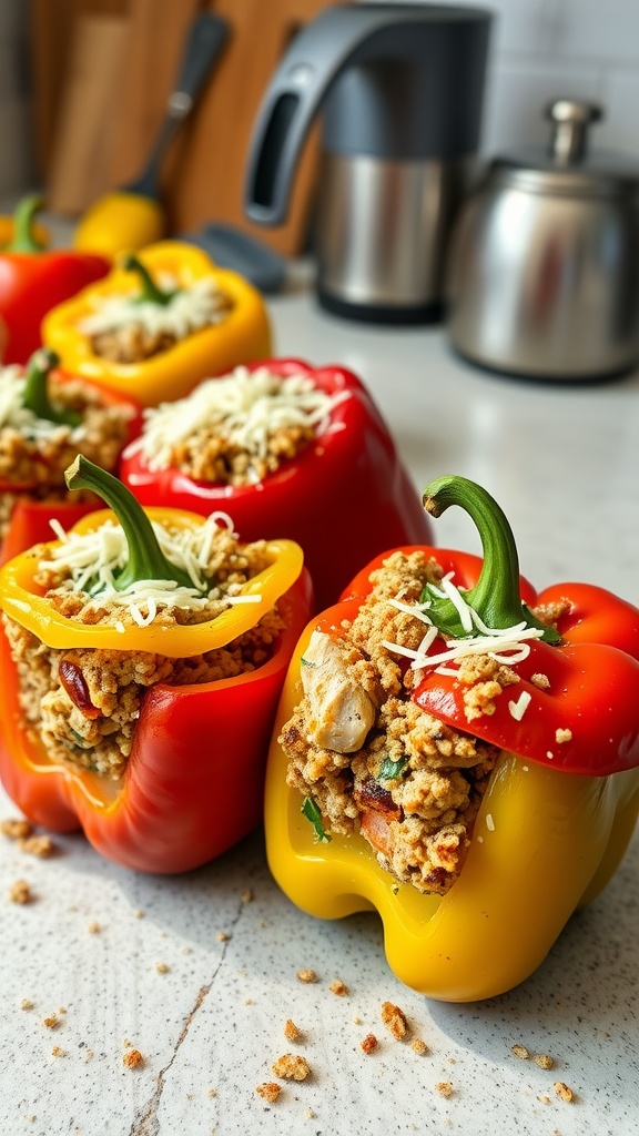 Stuffed bell peppers filled with ground turkey and quinoa