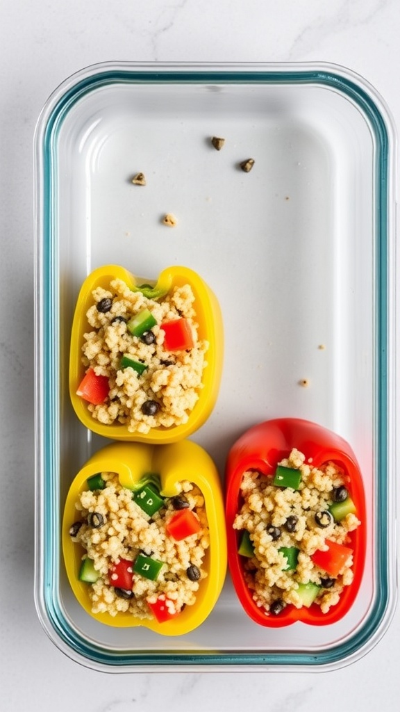 Colorful stuffed bell peppers filled with quinoa and vegetables