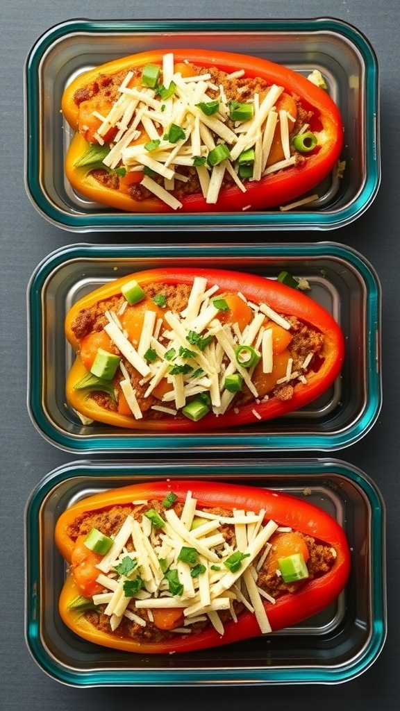 Taco-style stuffed peppers ready for meal prep