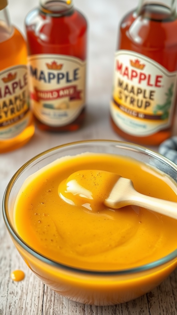 A bowl of Tangy Mustard Maple Glaze.