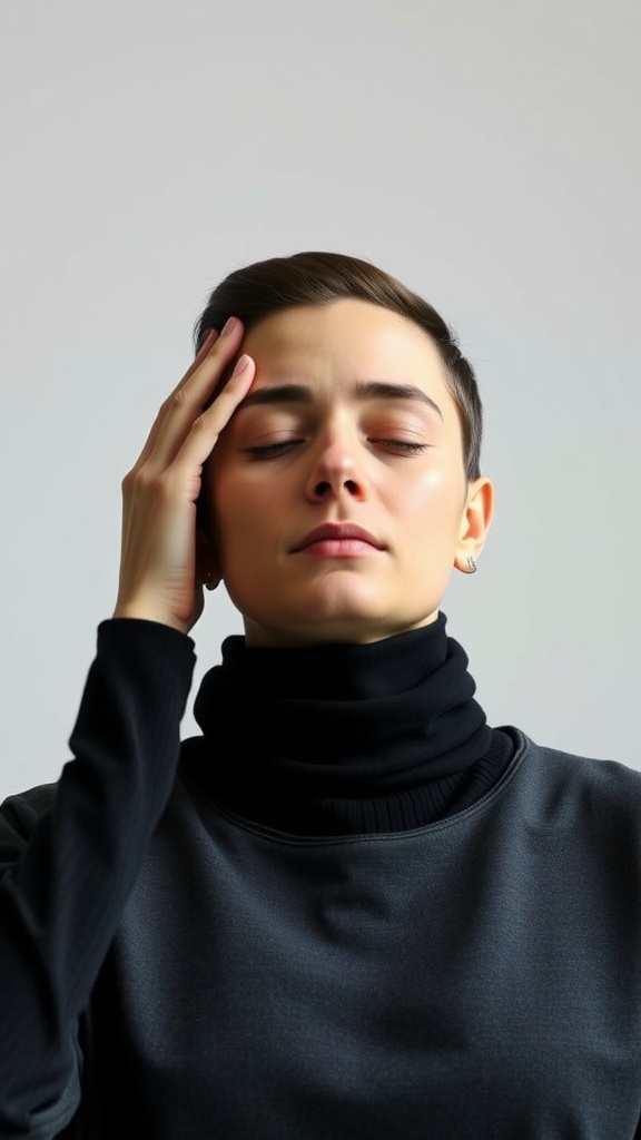 Person performing the Temple Relaxer face yoga exercise