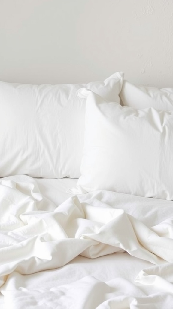 Clean white pillowcases on a bed