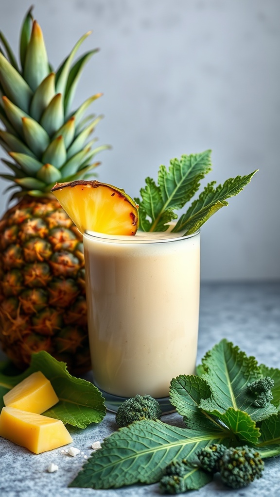 Tropical Green Protein Shake with pineapple and greens