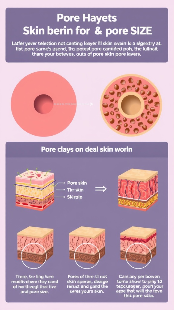 Illustration showing pore sizes and skin types
