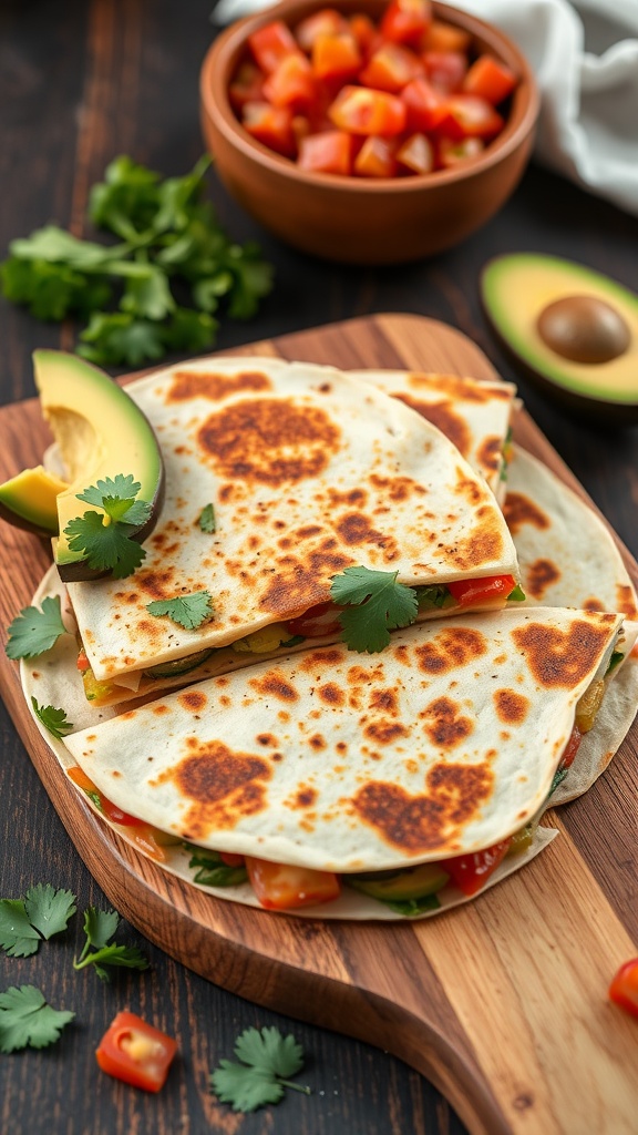 Vegetable quesadillas with fresh ingredients