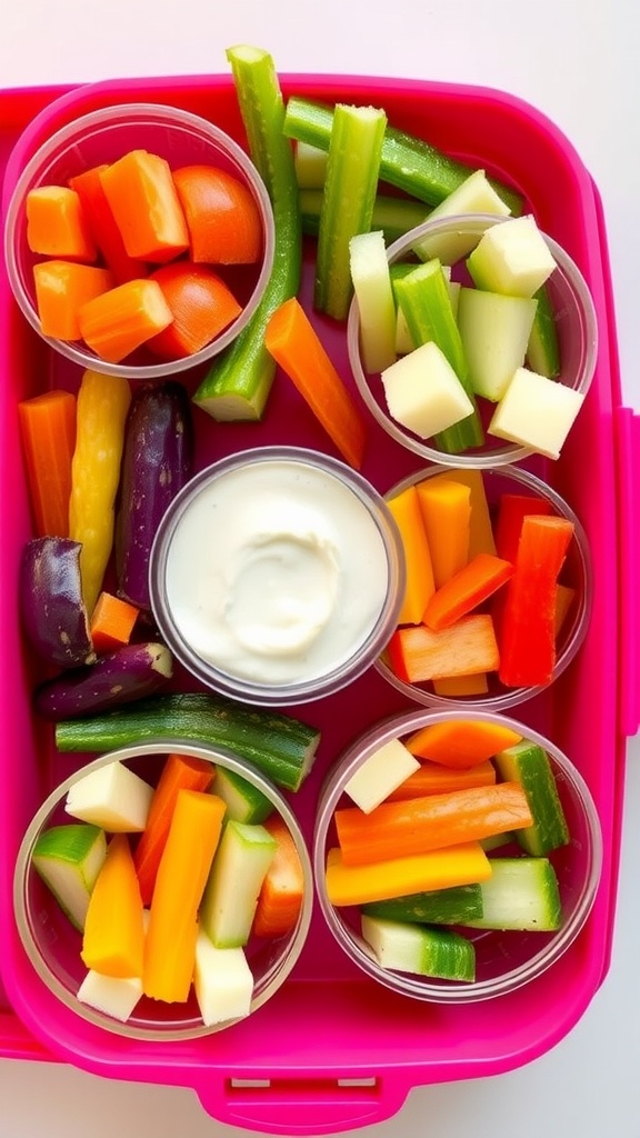Veggie and Dip Cups in a lunchbox