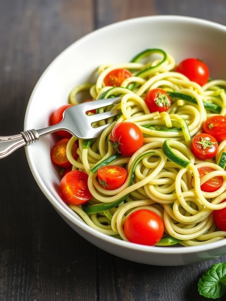 Zucchini Noodle Salad with Pesto in a lunchbox