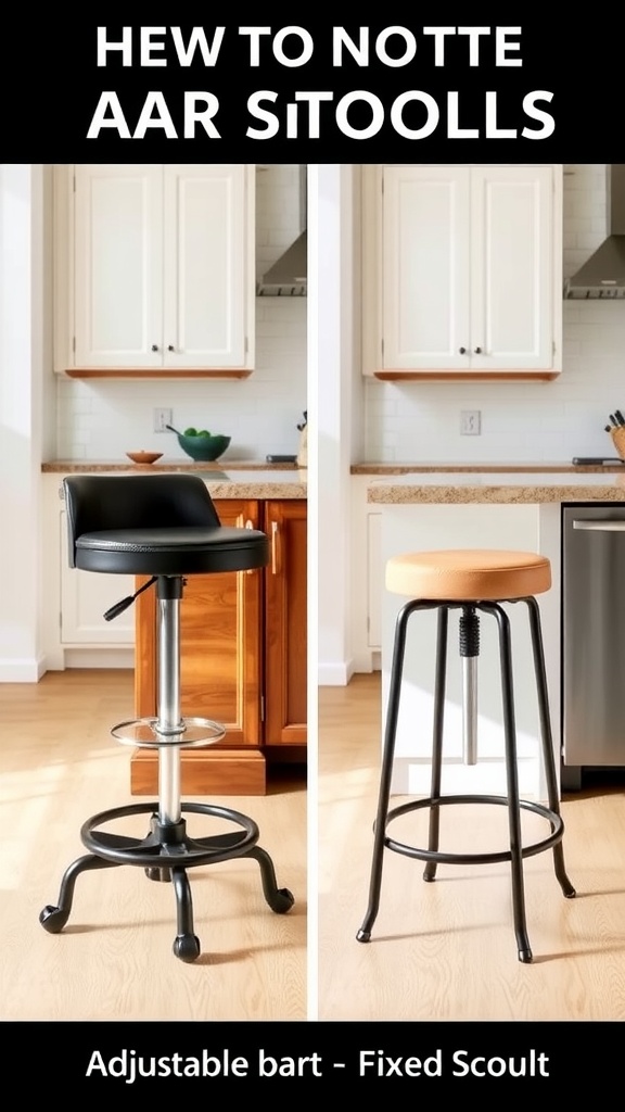 Image showing an adjustable bar stool and a fixed height bar stool.