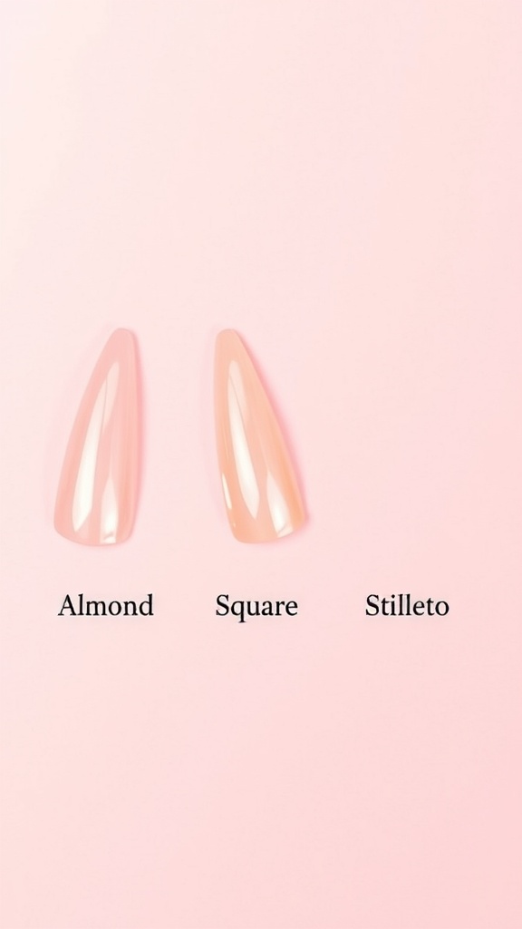 Comparison of almond, square, and stiletto nail shapes