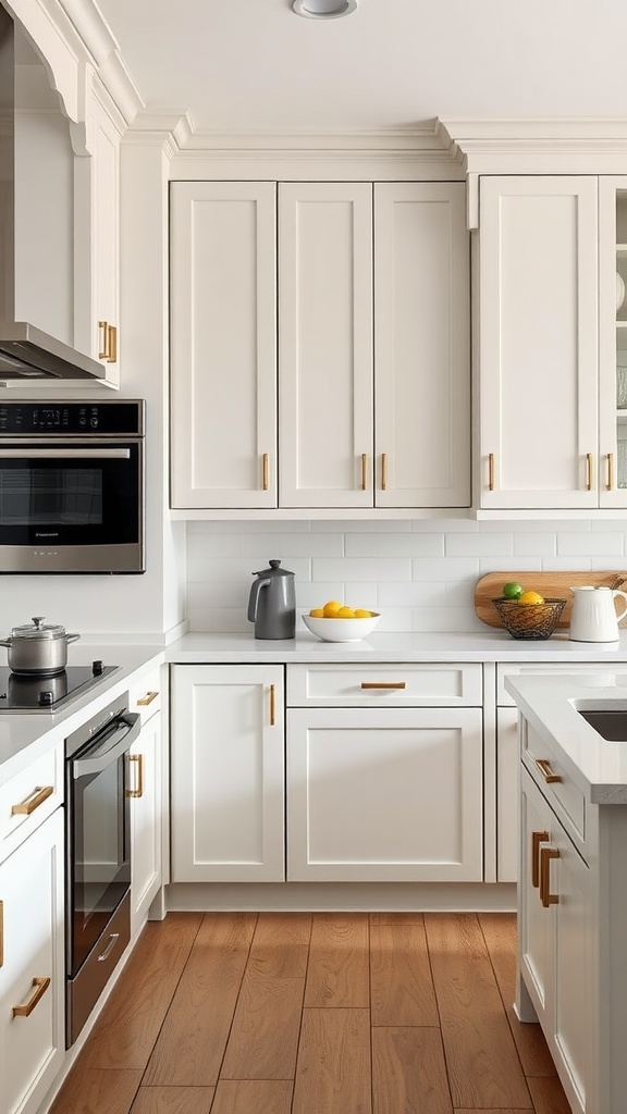 A modern farmhouse kitchen showcasing sleek appliances and warm cabinetry.