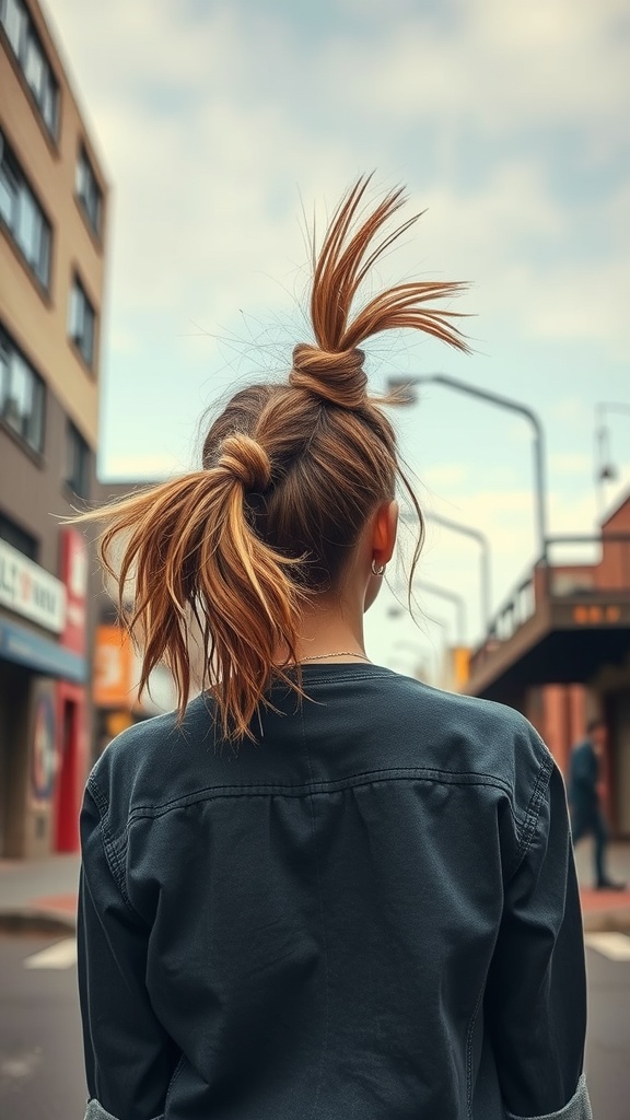 A stylish asymmetrical messy ponytail hairstyle