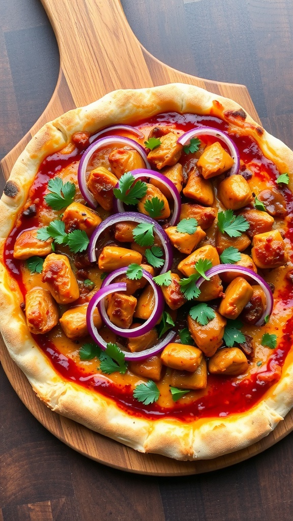 BBQ Chicken Pizza with Red Onions