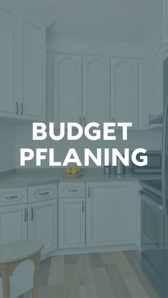 A modern kitchen featuring white cabinets and a clean design with a focus on budgeting for renovations.