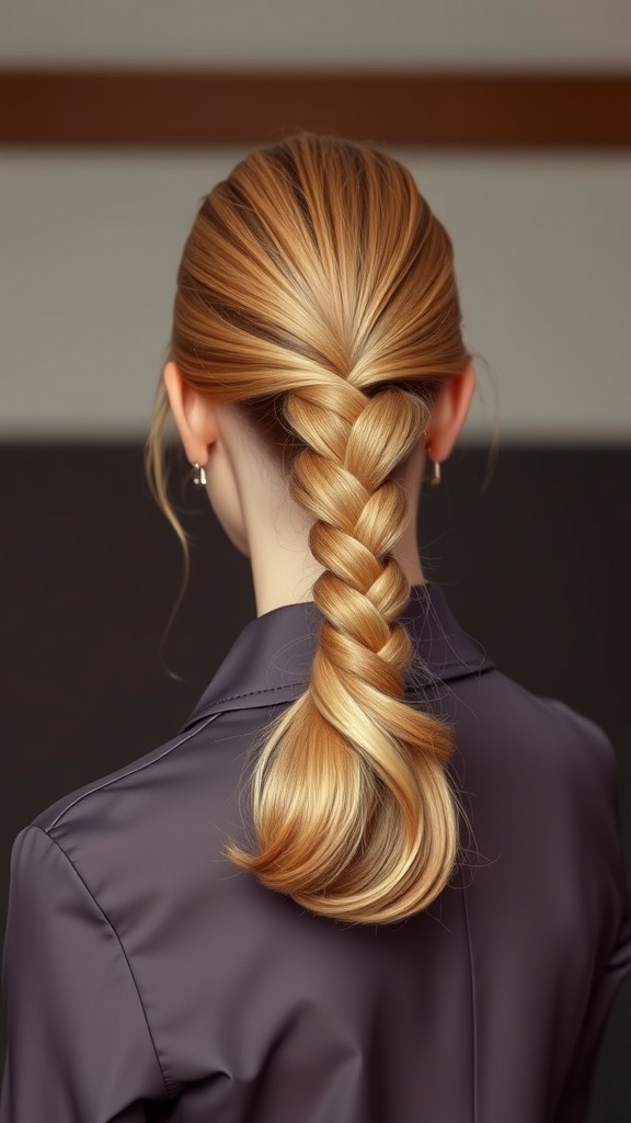 Chic ponytail hairstyle featuring a braid and a hair wrap