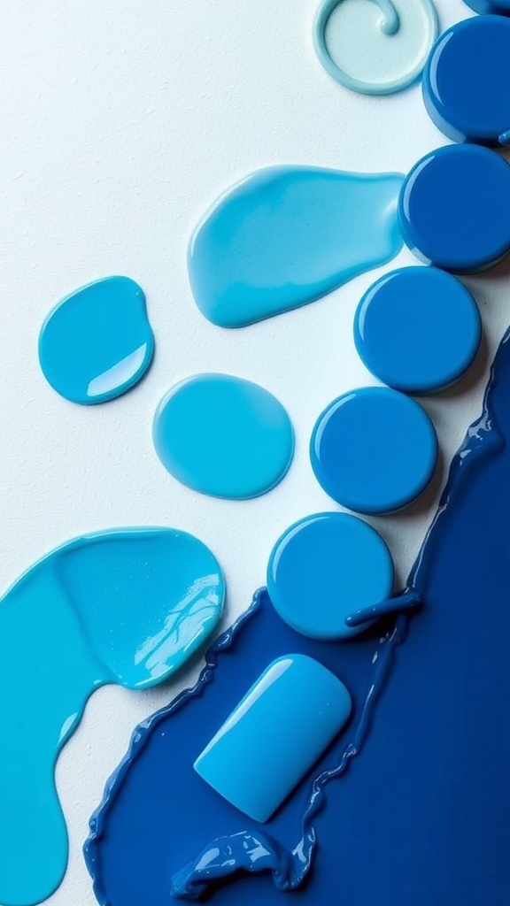 Variety of blue nail polish shades and swatches