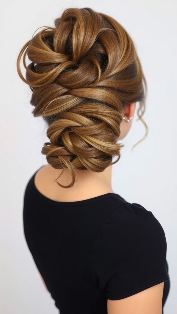 Elegant classic French twist hairstyle with natural curls