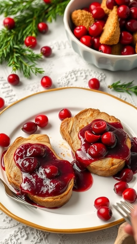 Pork chops with cranberry sauce