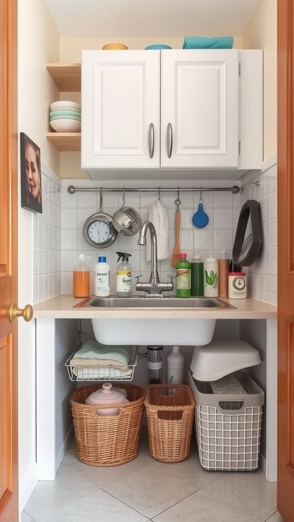 Organized under-sink storage in a small kitchen