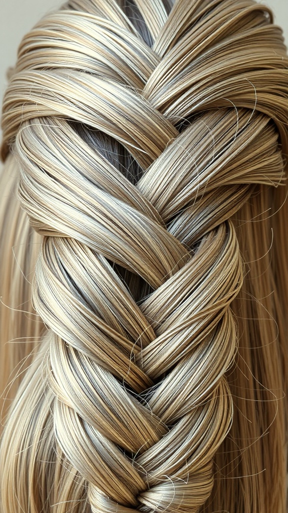 Close-up of a four-strand braid showcasing intricate texture and color variations.
