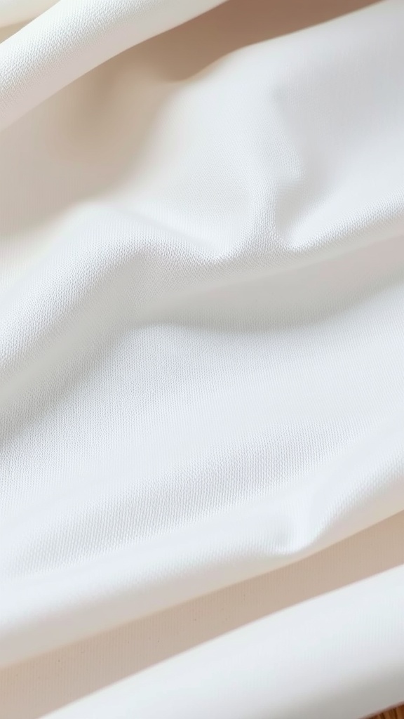 A close-up view of a textured white fabric, illustrating the elegance and simplicity of classic nail design aesthetics.