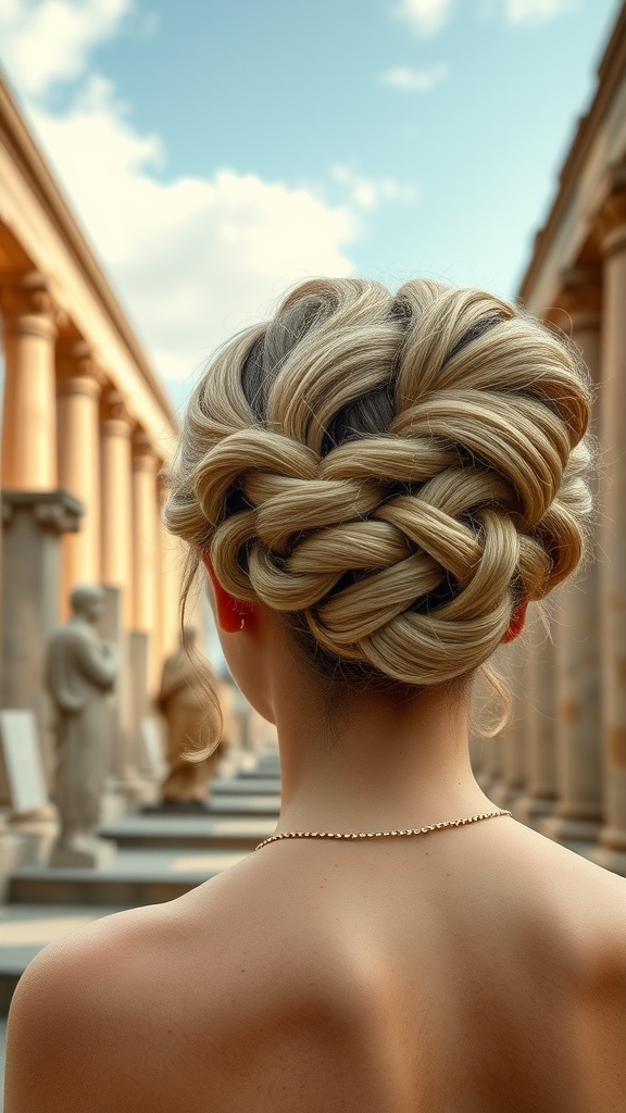 Grecian inspired twisted updo hairstyle