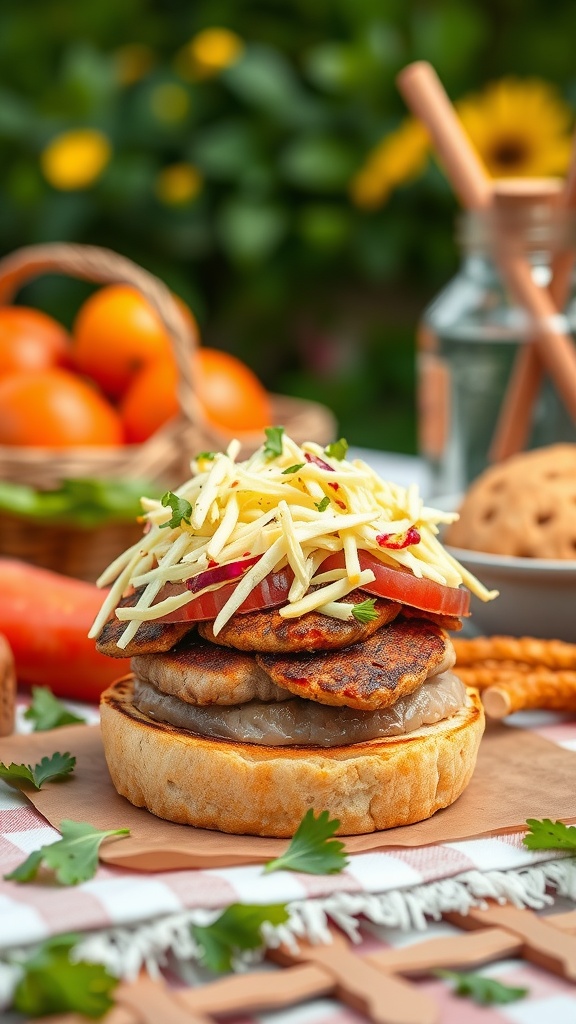 Grilled BBQ turkey burger with coleslaw on a bun