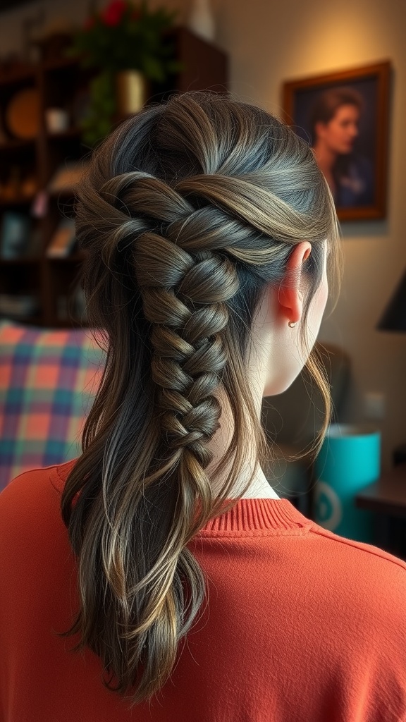 Half-up, half-down braided hairstyle for black women