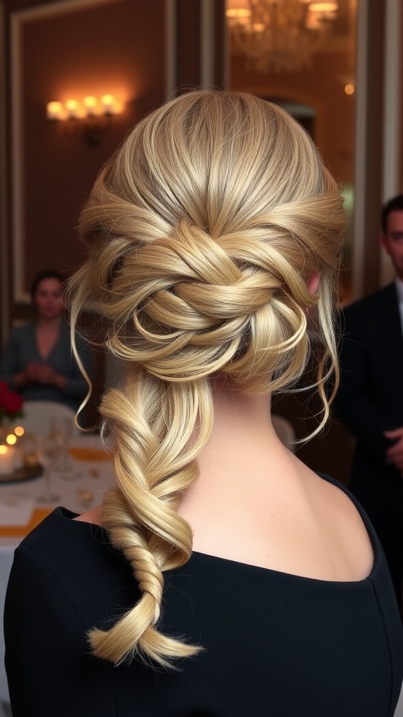 Half updo hairstyle featuring a fishtail braid